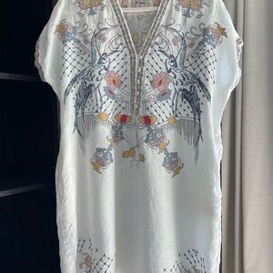 Johnny Was Ivory Tunic with Multicolor Embroidery